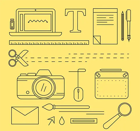 Designer che lavora a una palette colori su laptop